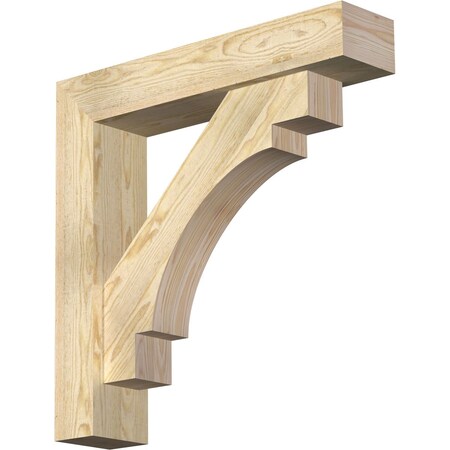 Ekena Millwork Merced Block Rough Sawn Bracket w/ Offset Brace, Douglas Fir, 6"W x 28"D x 28"H BKT0604X28X28MRC05RDF